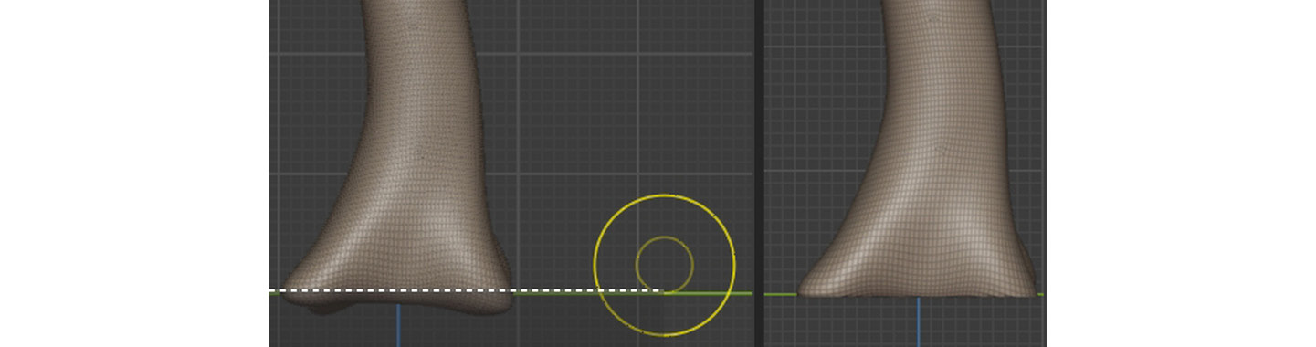 Figure 3.9 – Using the Line Project brush to flatten overhanging geometry
