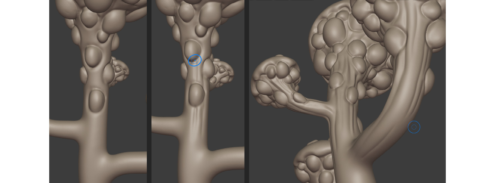 Figure 3.21 – Adding sharp creases to the trunk and branches with the Draw Sharp brush
