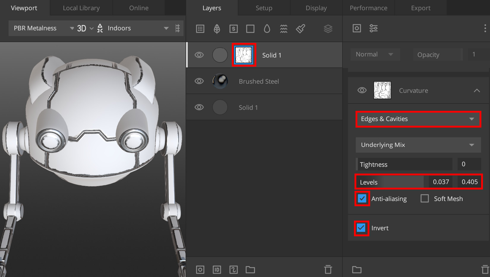 Figure 5.14 – Adjusting the curvature settings of the mask component
