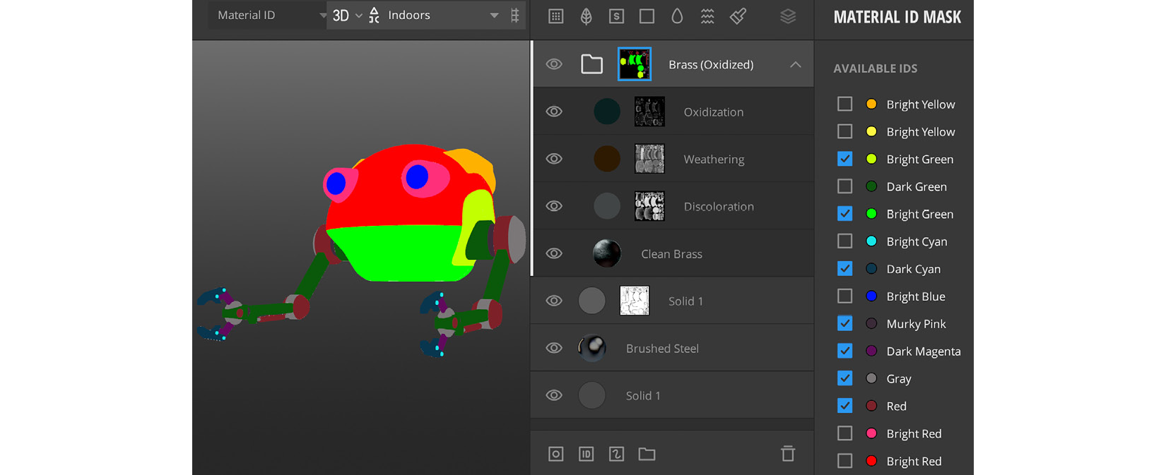 Figure 5.19 – Holding the Q button to select a material ID color on the model
