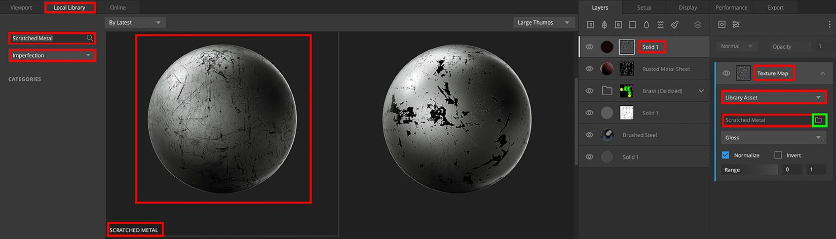 Figure 5.24 – Adding the Scratched Metal imperfection material to the layer mask
