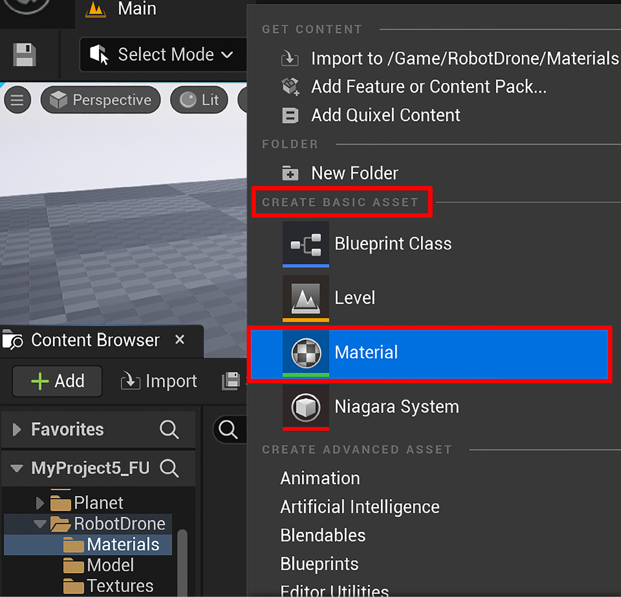 Figure 7.7 – Creating a new material
