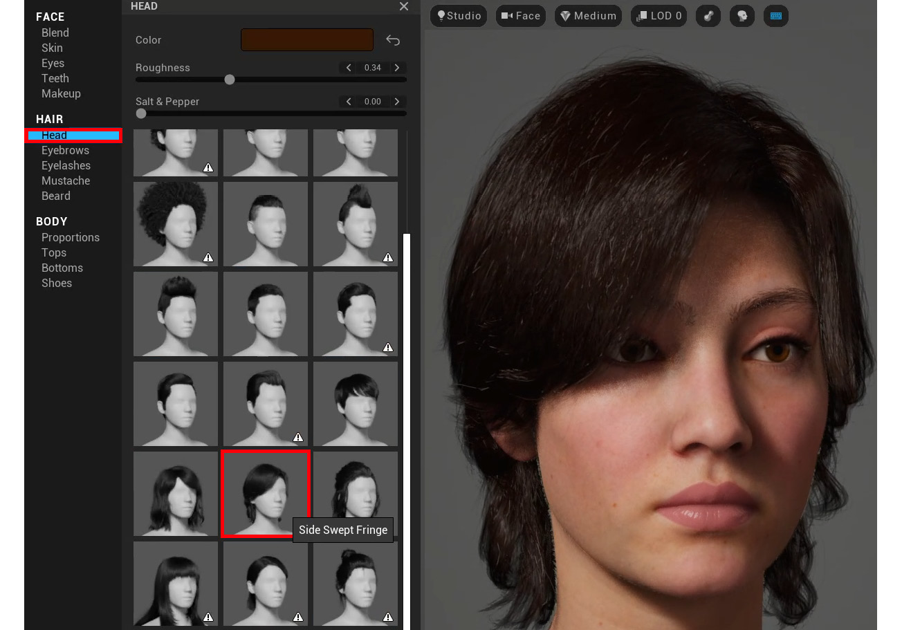 Figure 8.4 – Selecting a new hairstyle
