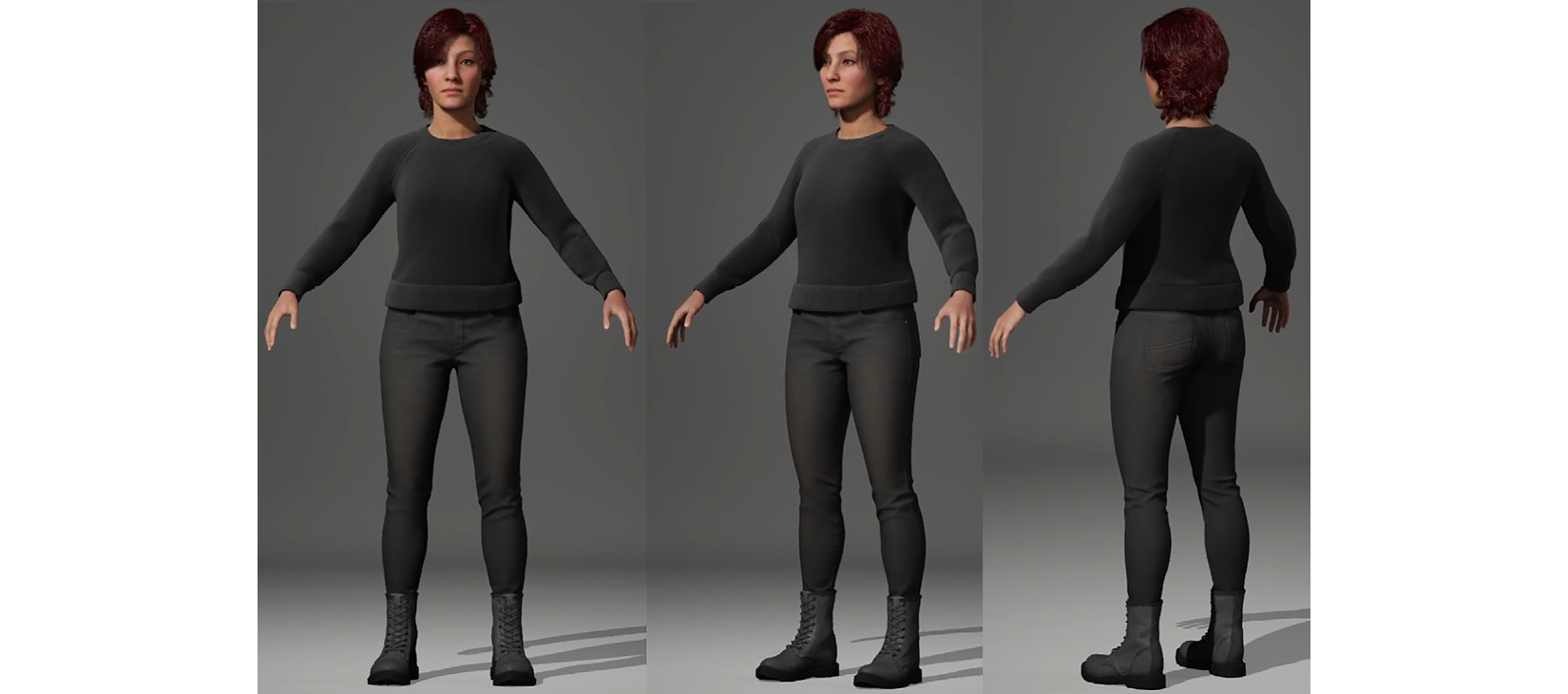 Figure 8.17 – The female sci-fi character's full-body preview in "A-Pose"
