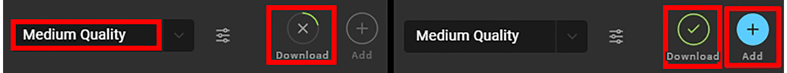 Figure 8.21 – (A) The download progress bar animation; (B) When the download is complete, the "Add" button will be enabled
