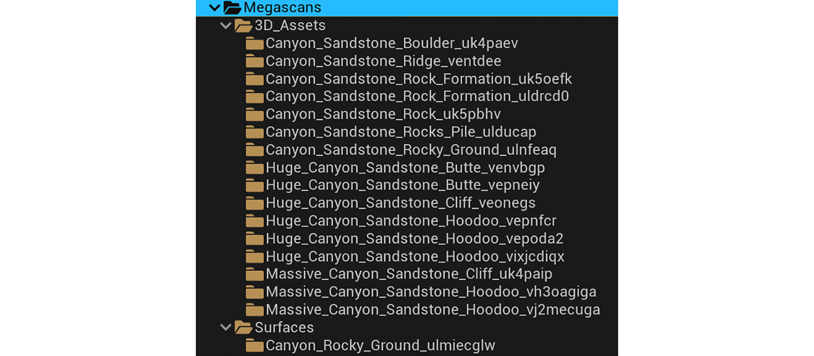 Figure 9.14 – Viewing the folders of the imported 3D assets
