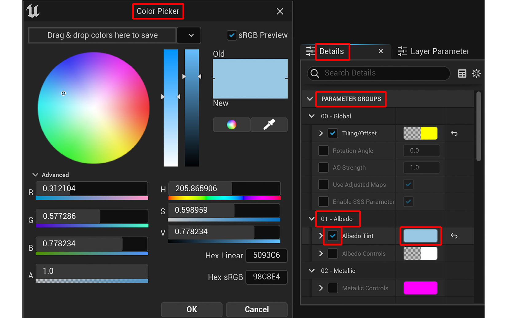 Figure 9.18 – Adjusting the Albedo Tint setting
