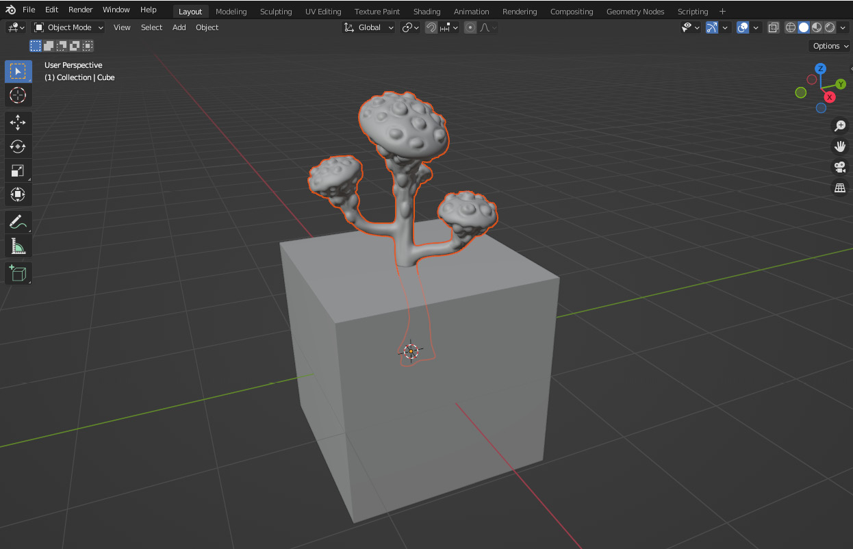 Figure 11.3 – The Alien Plant FBX 3D model imported into Blender
