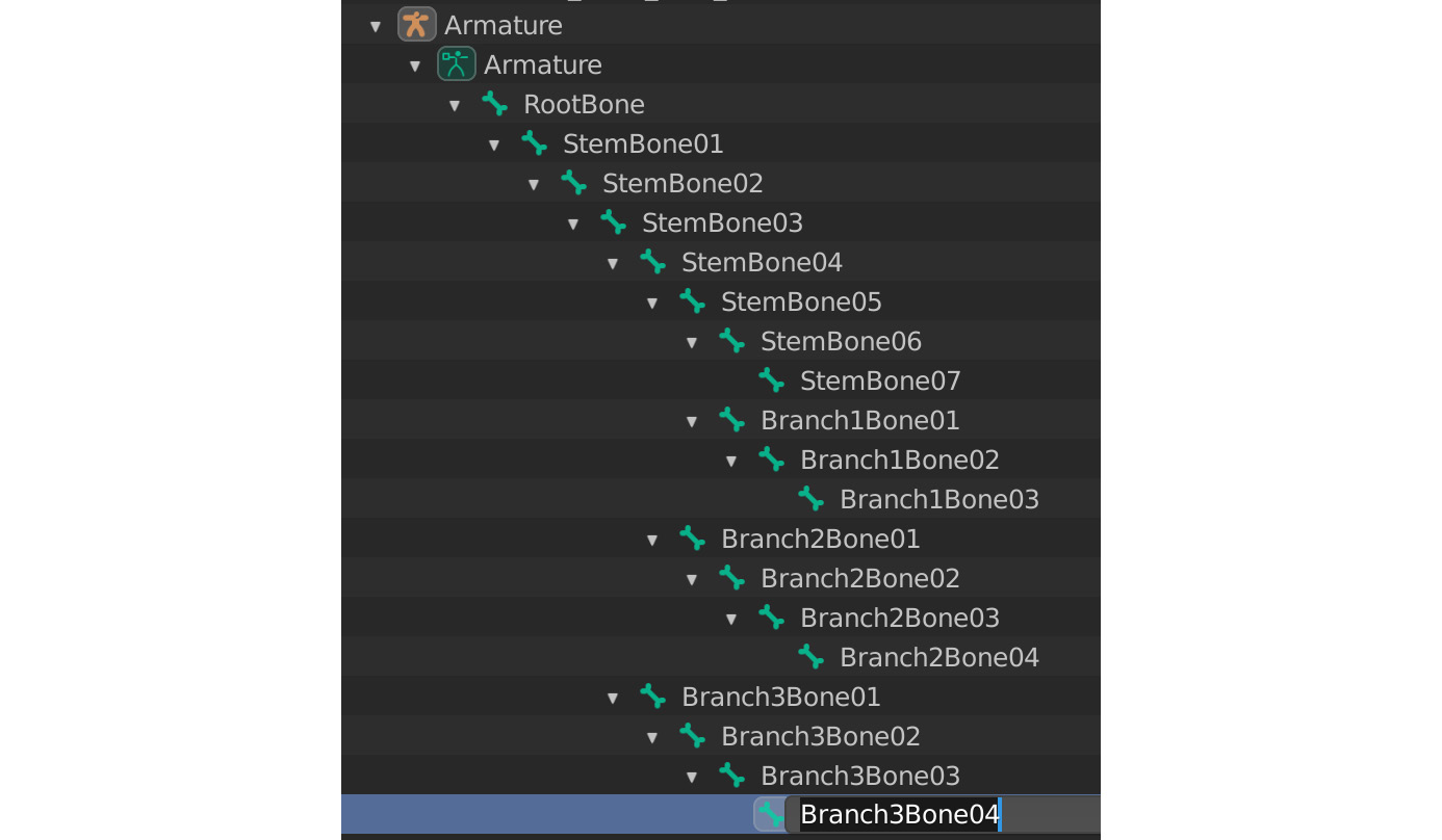 Figure 11.37 – Editing bones by renaming them
