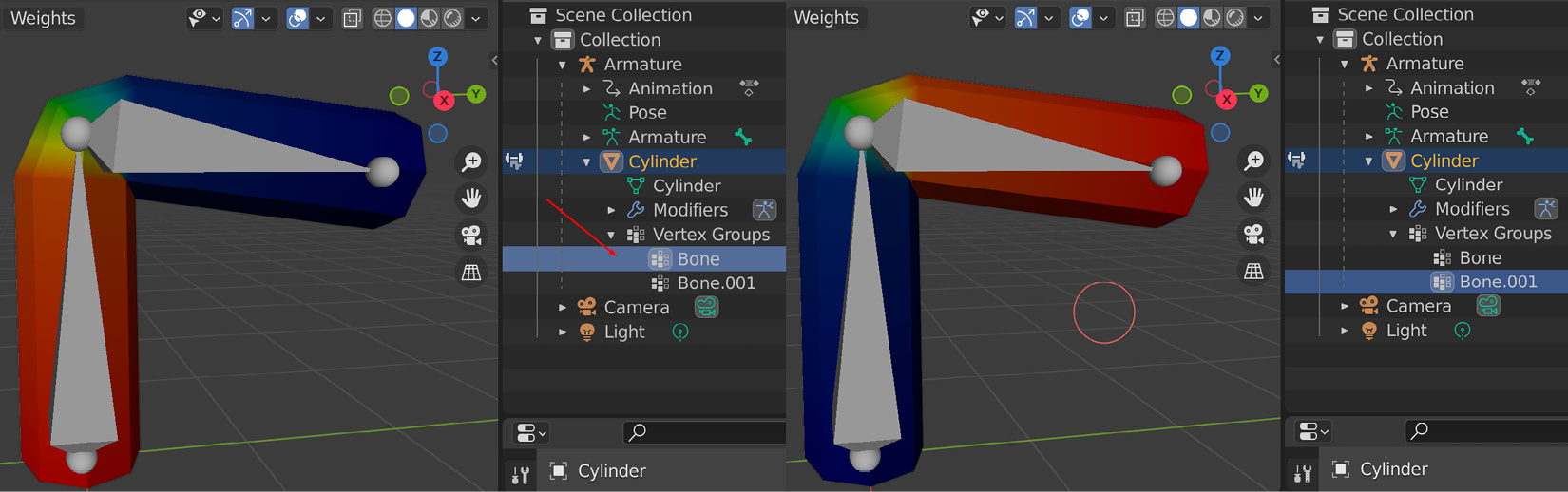 Figure 12.8 – Weight paint vertex group selection
