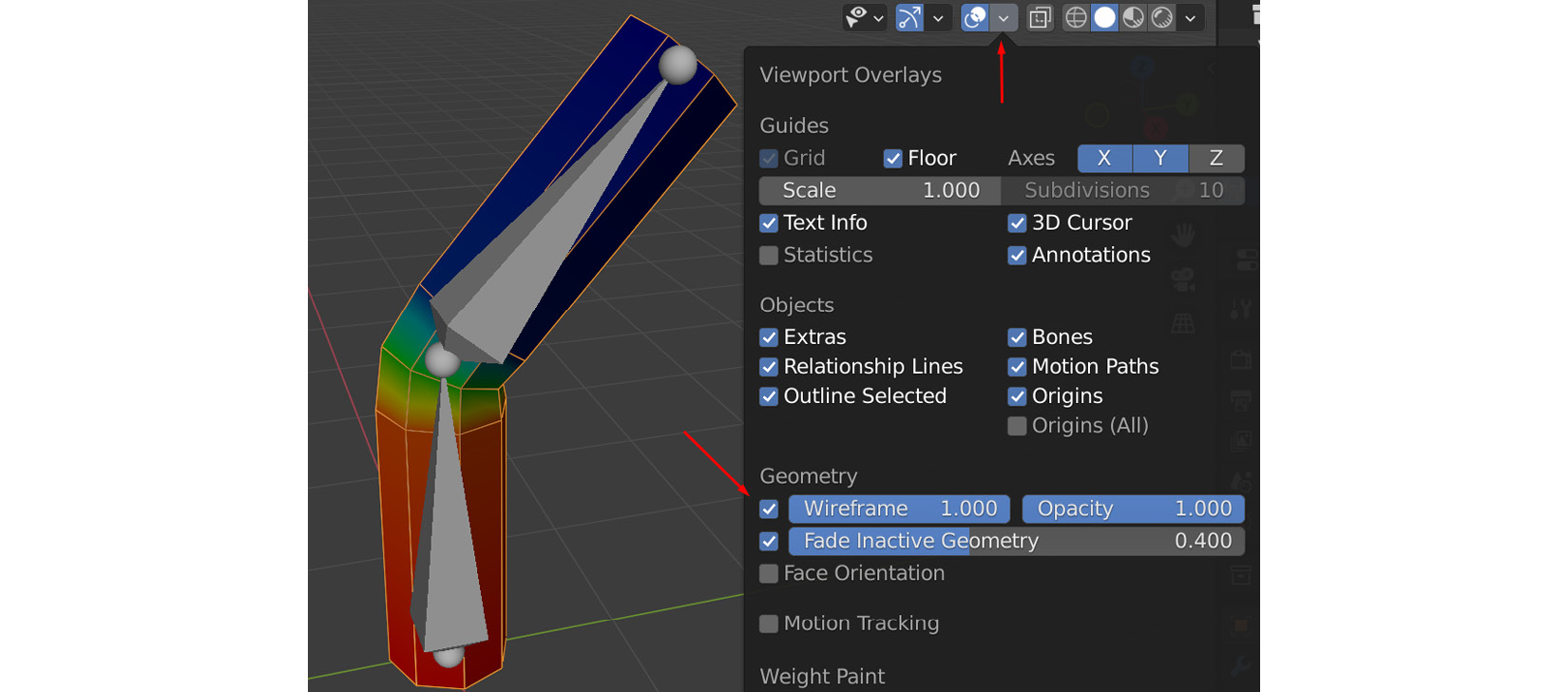 Figure 12.9 – Weight paint display wireframe
