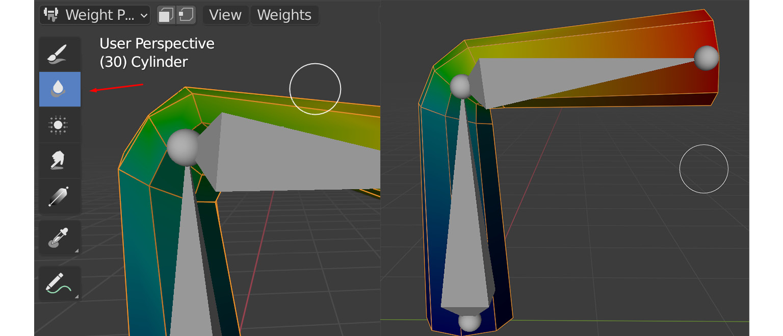 Figure 12.14 – Weight painting Blur tool results
