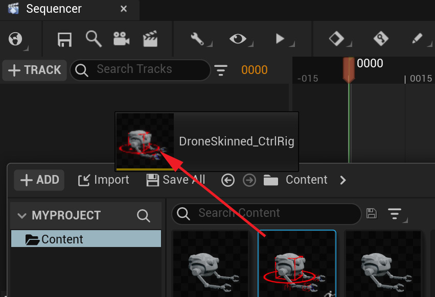 Figure 17.3 – Adding the robot Control Rig to Sequencer 
