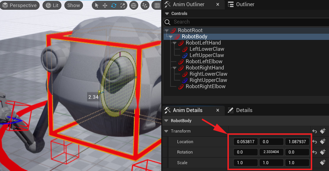 Figure 17.16 – Keyframe 0030 values
