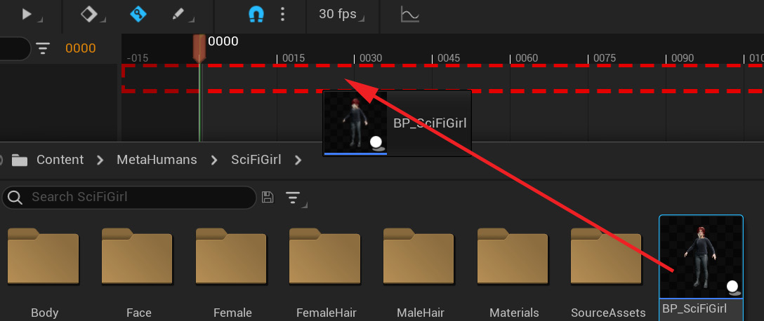 Figure 19.5 – Adding the MetaHuman blueprint to Sequencer
