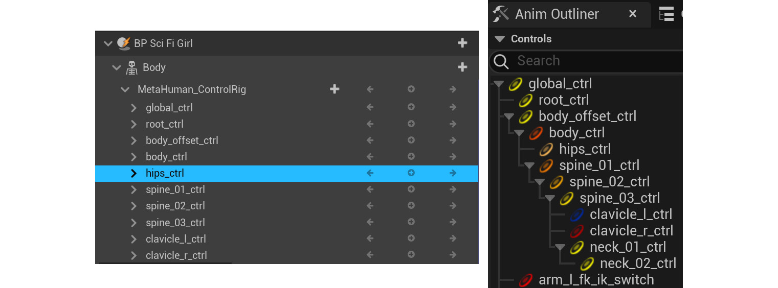 Figure 19.12 – Selecting the MetaHuman Control Rig controllers
