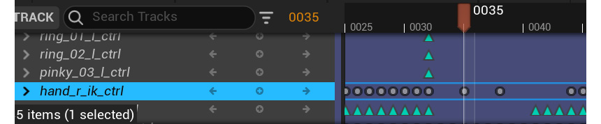 Figure 19.40 – The right hand IK controller snapped as it needed two in-between keyframes
