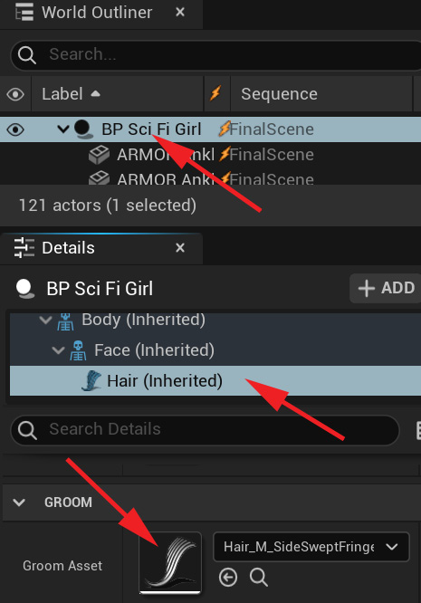 Figure 20.22 – Selecting the Hair item for editing
