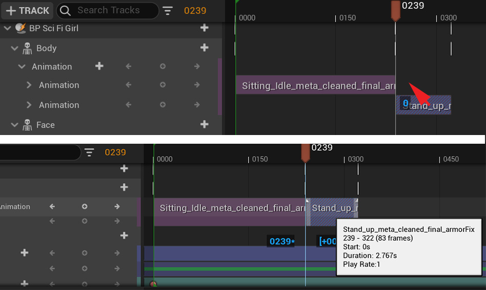 Figure 20.31 – Dragging the animation to the same track
