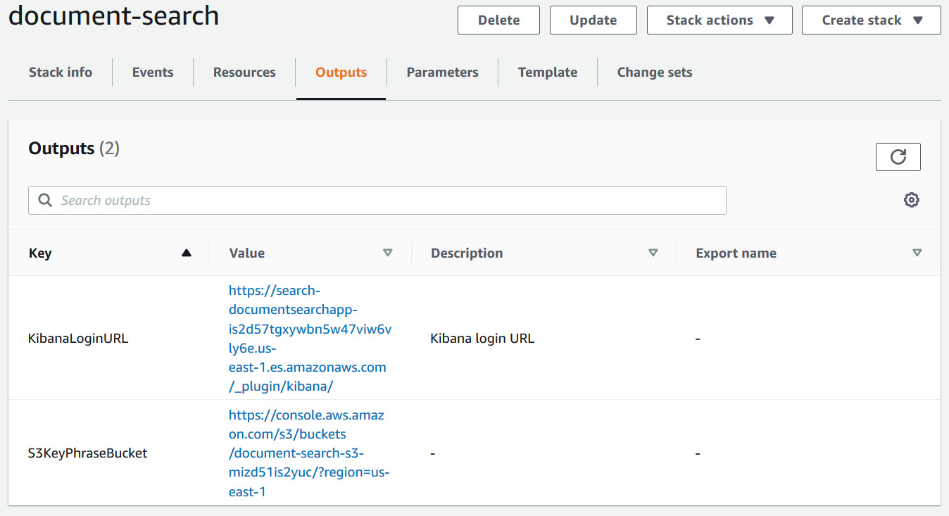 Figure 5.7 – CloudFormation outputs
