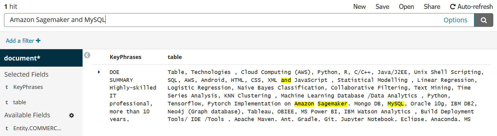 Figure 5.21 – Keyword search with AND condition
