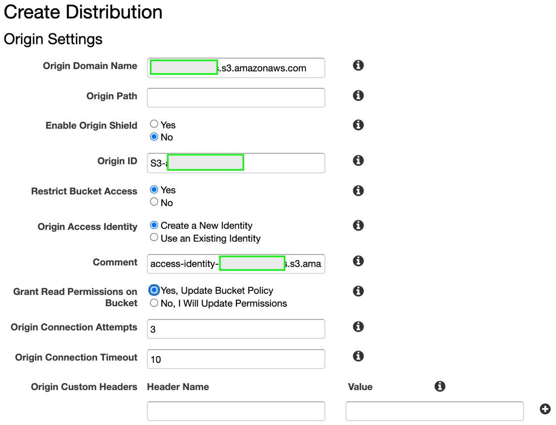 Figure 8.22 – Origin Settings for Create Distribution in Amazon CloudFront
