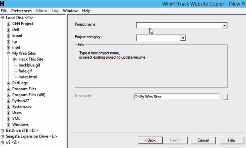 Figure 3.4 – HTTrack website copier