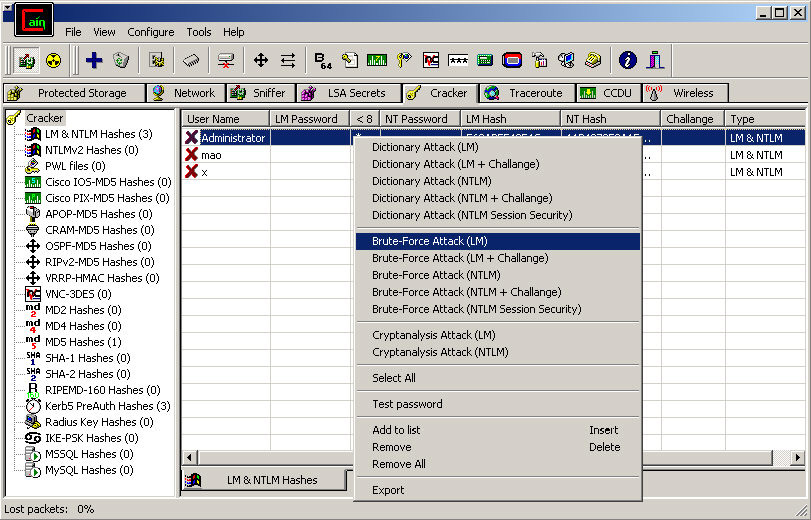 Figure 10.9 – Cain and Abel interface