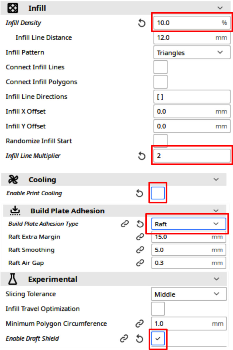 Figure 9.13 – Cura settings for ABS
