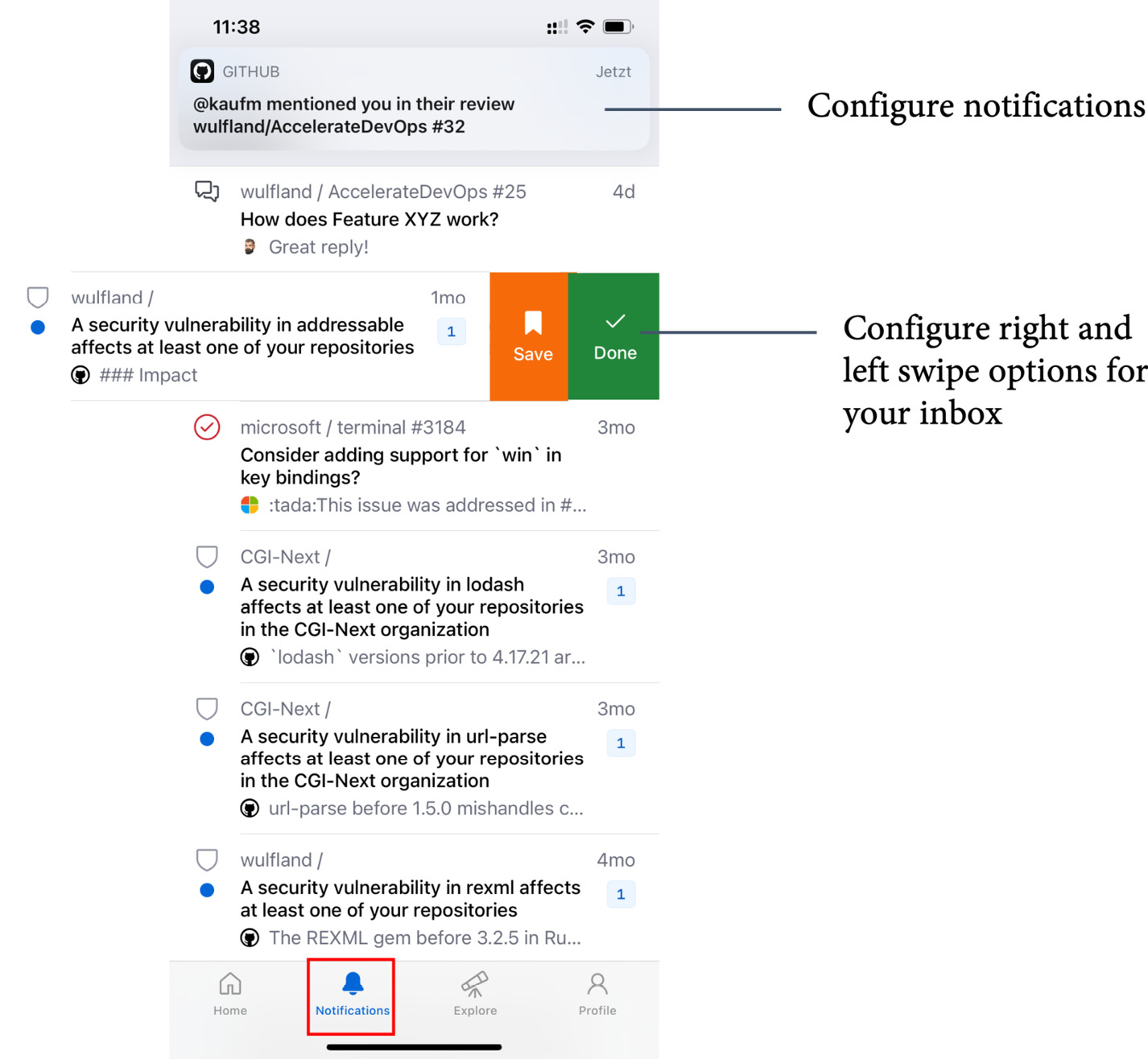 Figure 4.17 – Notifications in GitHub Mobile
