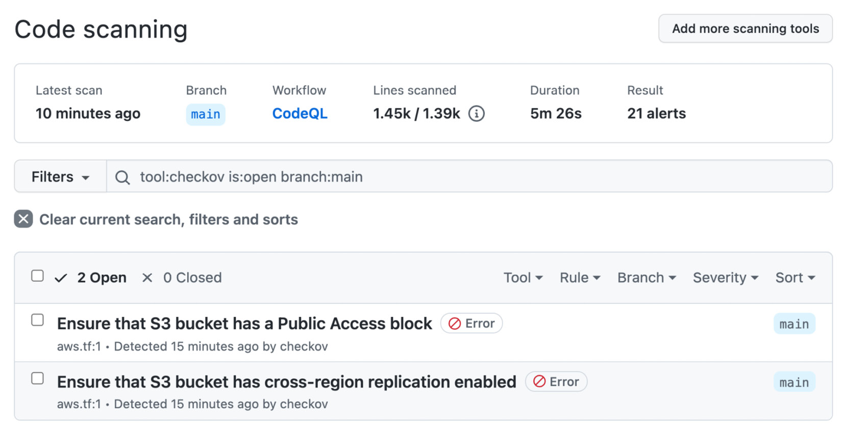 Figure 15.1 – Checkov results in GitHub
