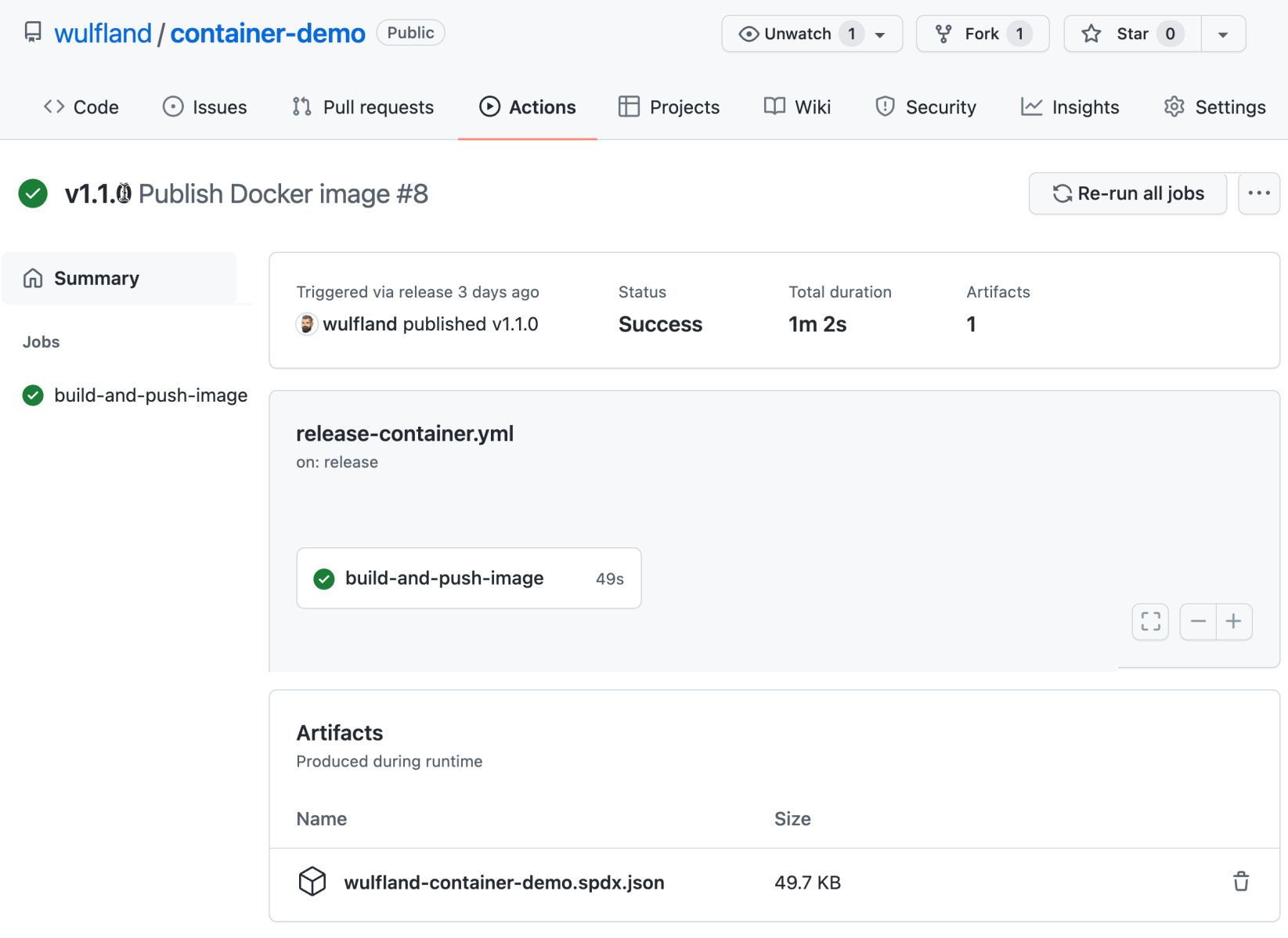 Figure 15.2 – SPDX SBOM uploaded as a build artifact
