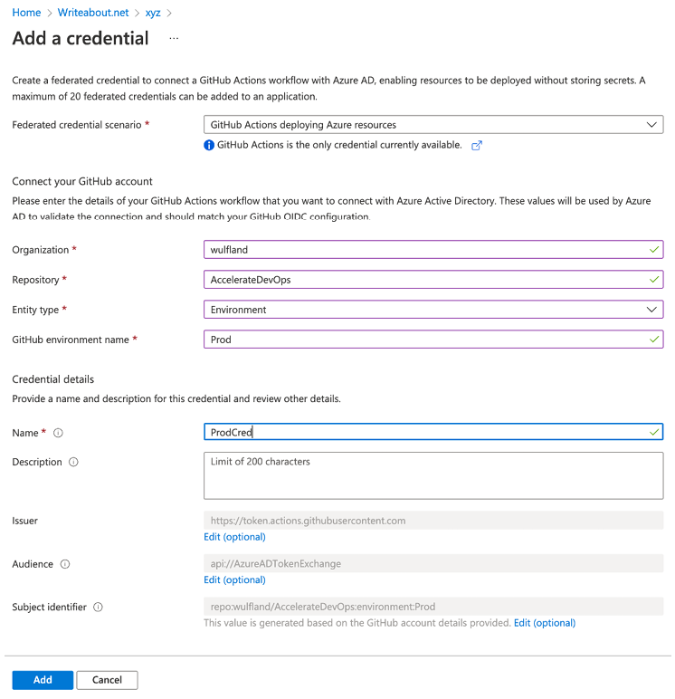 Figure 15.12 – Creating the OIDC trust for an app registration
