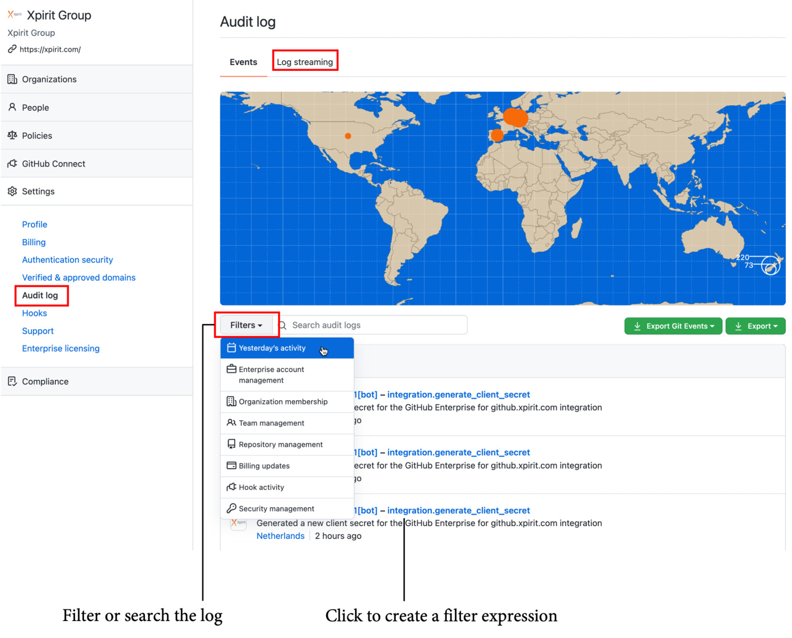 Figure 20.19 – The audit log of a GHEC instance
