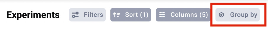 Figure 3.19 – The Group by button in the Experiments tab
