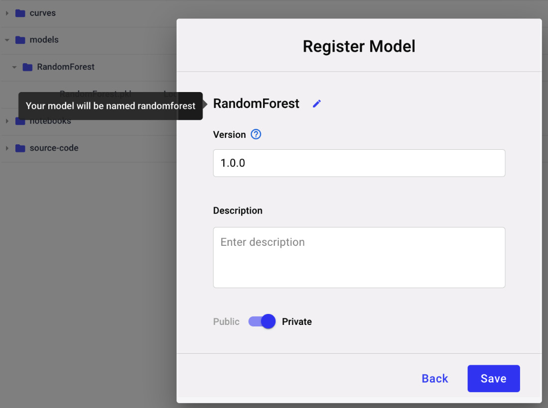 Figure 3.24 – The popup to register a new model
