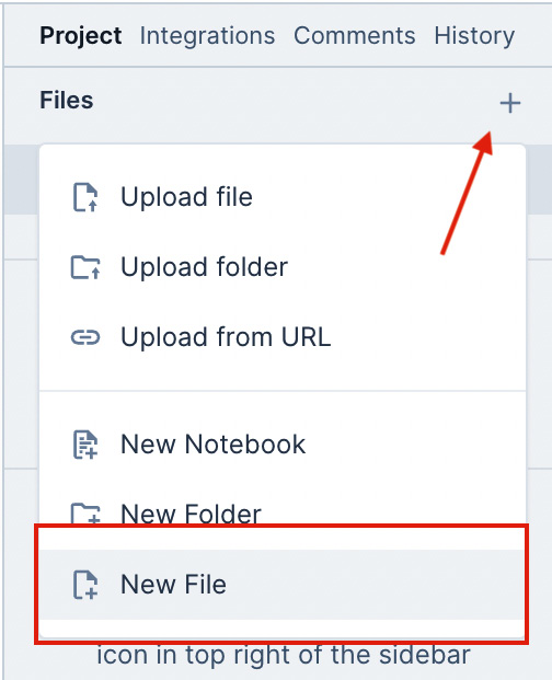 Figure 11.8 – The menu to create a new object in a Deepnote project
