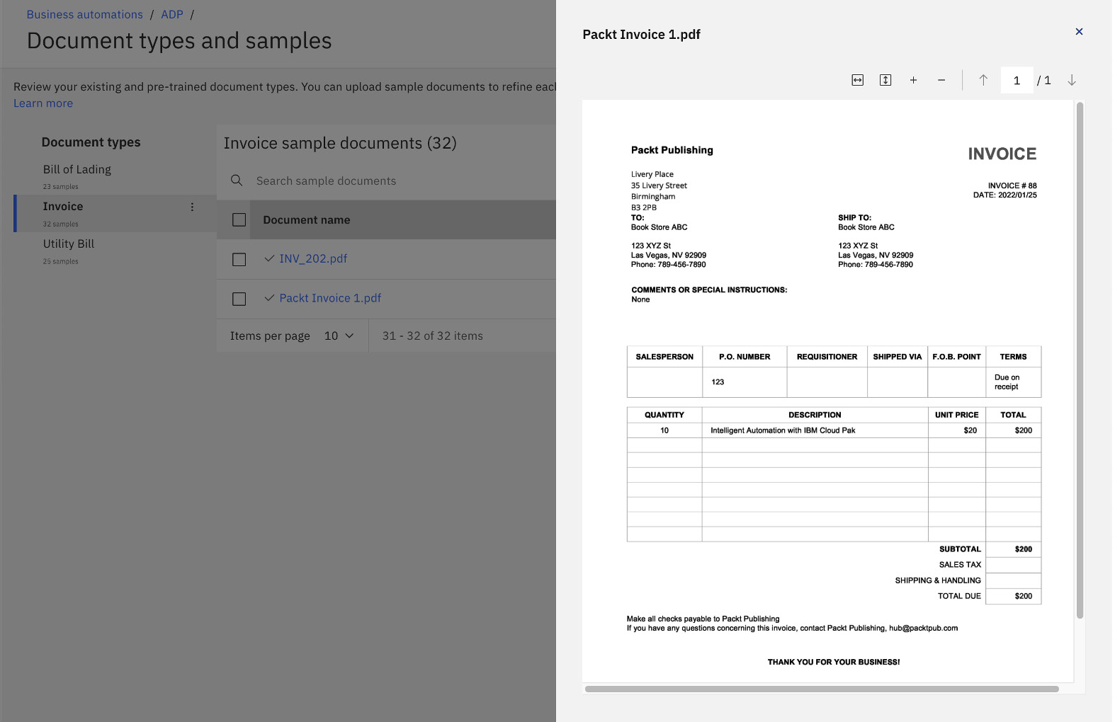 Figure 10.9 – Sample invoice document
