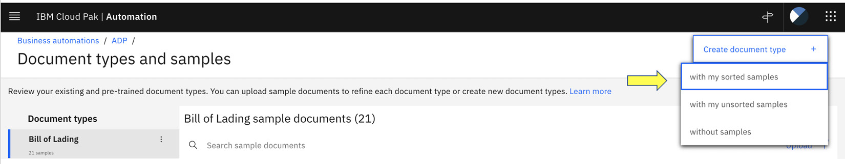 Figure 10.49 – Create document type with samples
