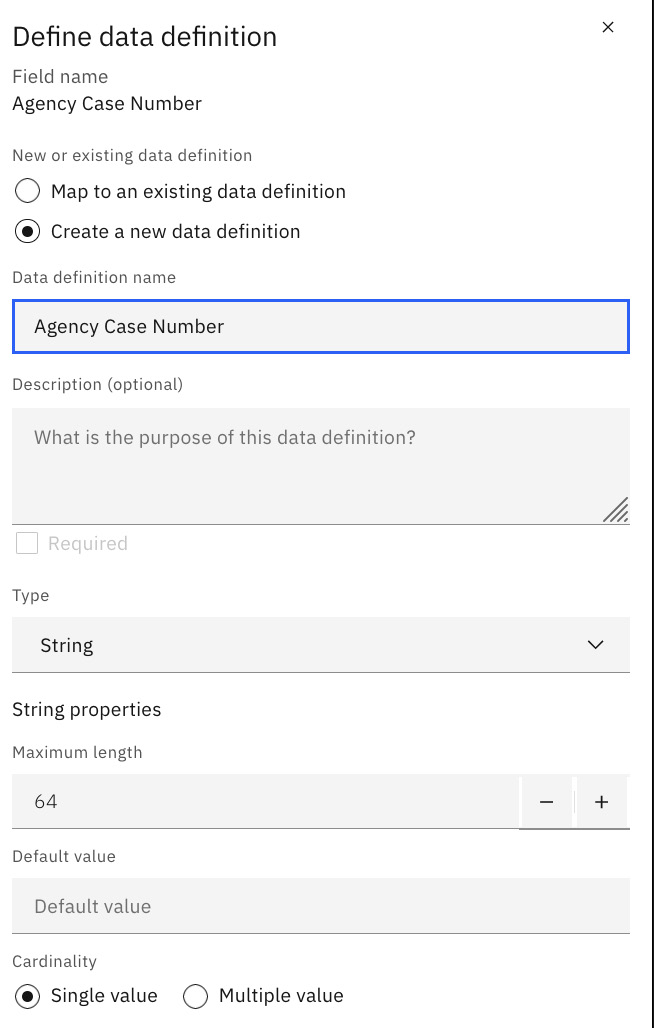 Figure 10.86 – Data definition for Agency Case Number
