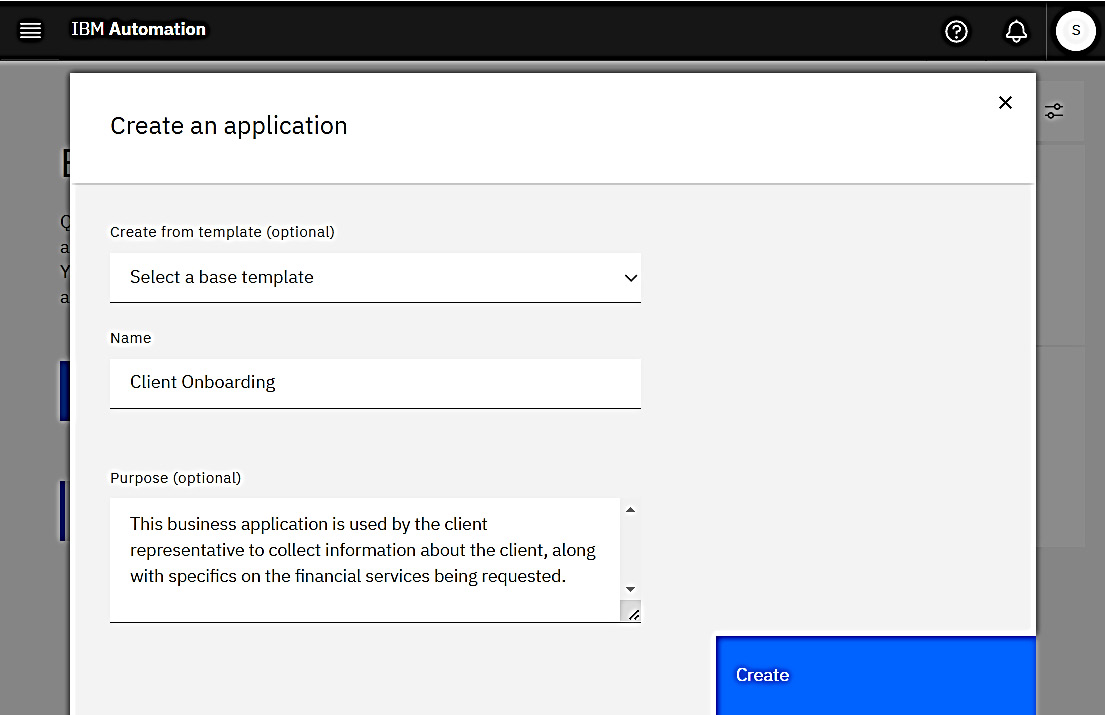 Figure 11.3 – The Create an application dialog
