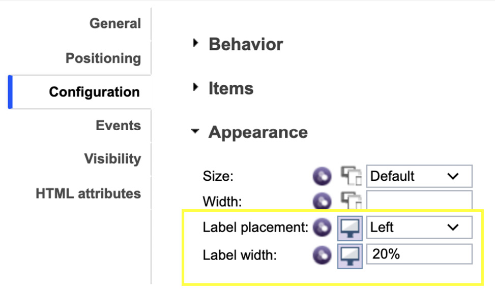 Figure 7.36 – Changing label placement in View design
