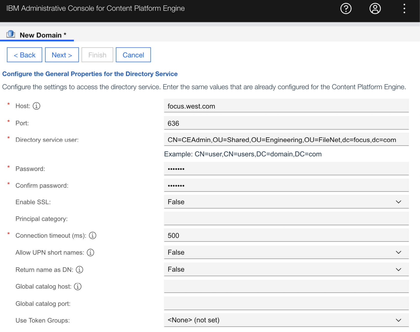 Figure 9.2 – Content Platform Engine Directory Service Provider server configuration
