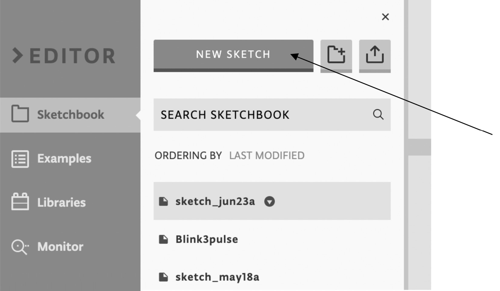 Figure 2.1 – Click on the NEW SKETCH button to create a new project
