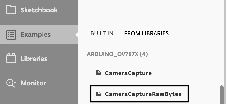 Figure 5.4 – CameraCaptureRawBytes sketch
