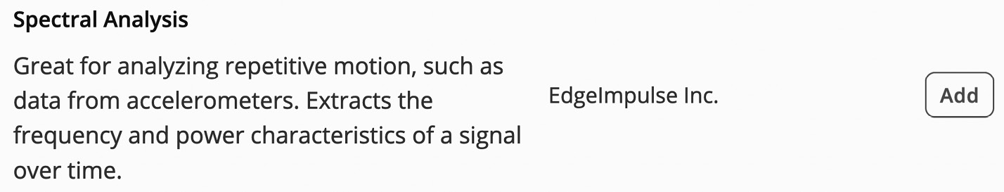 Figure 6.20 – The Spectral Analysis processing block
