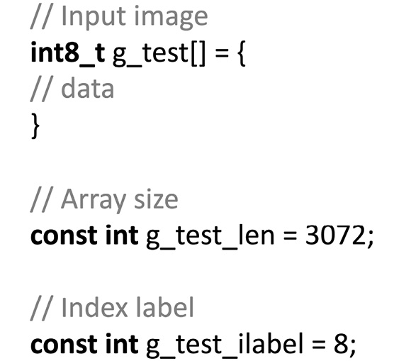 Figure 7.7 – The C header file structure for the input test image
