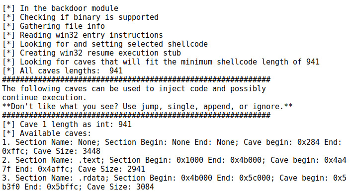 Figure 12.13 – Examining code caves for our jumps
