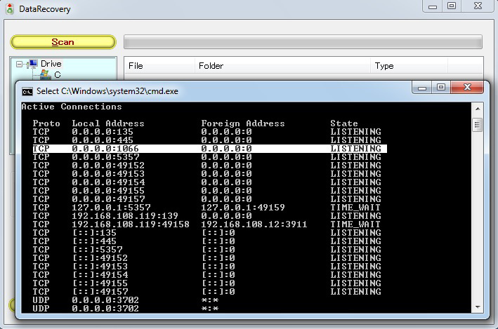 Figure 12.16 – A target executable running with the bound port
